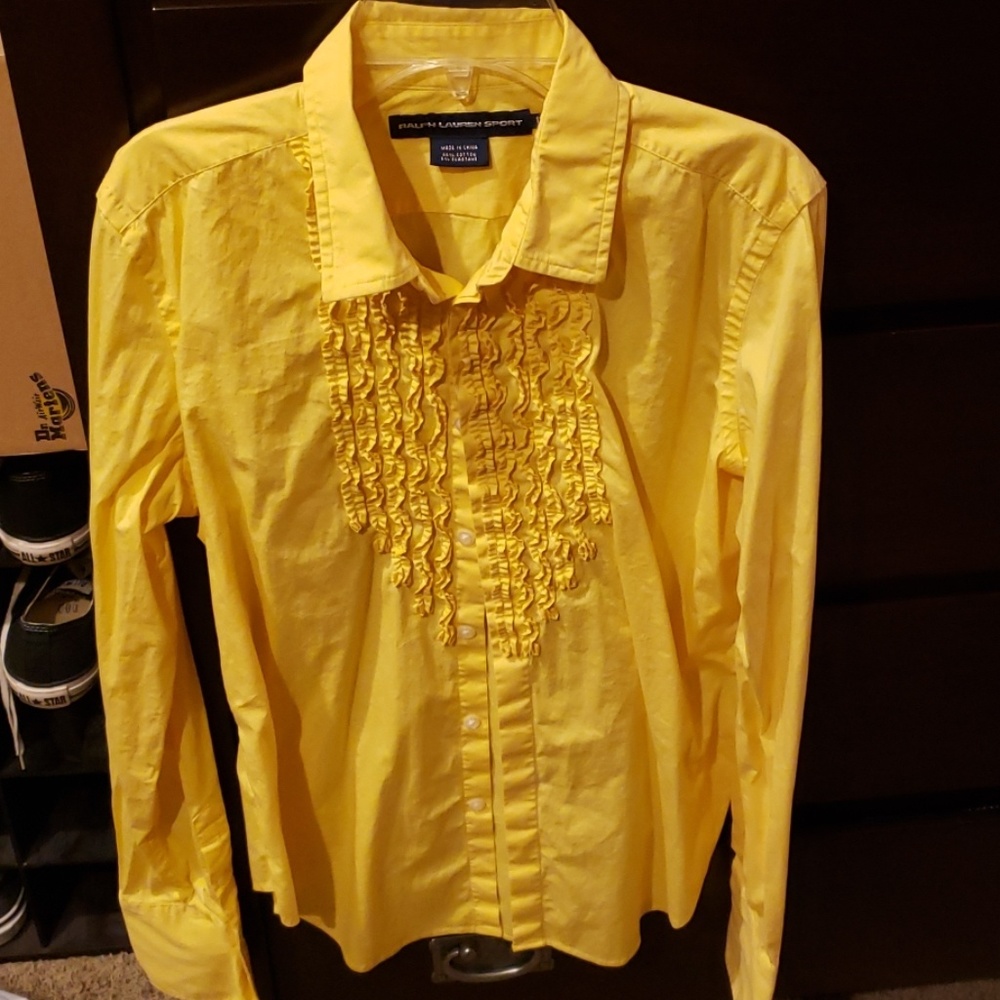 Button down blouse with ruffle front